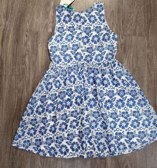 NWT Yumi London Blue & White Floral Brocade Lace Dress Anthropologie Party 10 - Picture 4 of 12